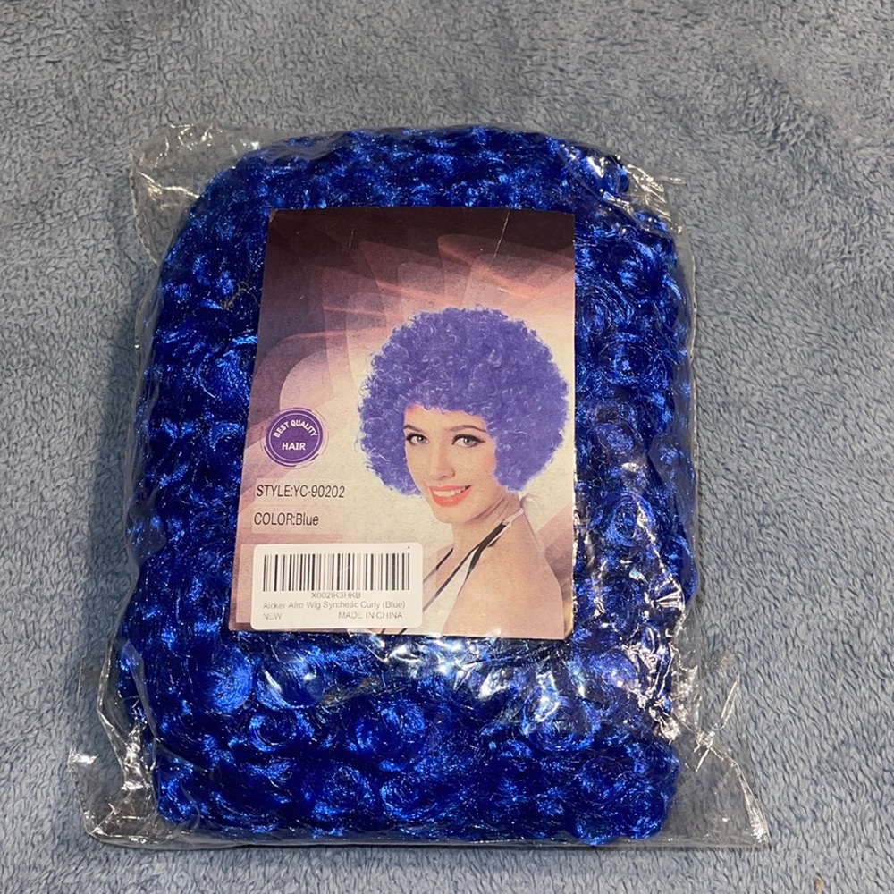 Blue costume wig